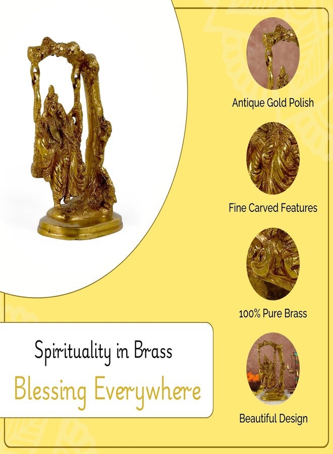 CRAFTHUT Brass Radha Krishna on Jhoola Statue - 6.6In (1.32Kg) Handmade Antique Finish Idol - Decorative Gift Showpiece - Image 3